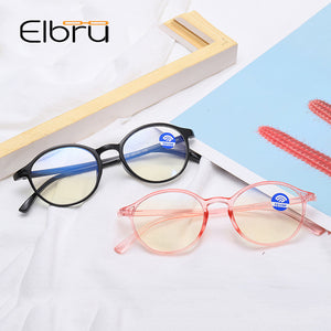 Elbru Ultra Light TR90 Eye Glasses Frame for Women Men Anti Blue Light Ray Spectacles Frames Retro Round Clear Lens Eyeglasses
