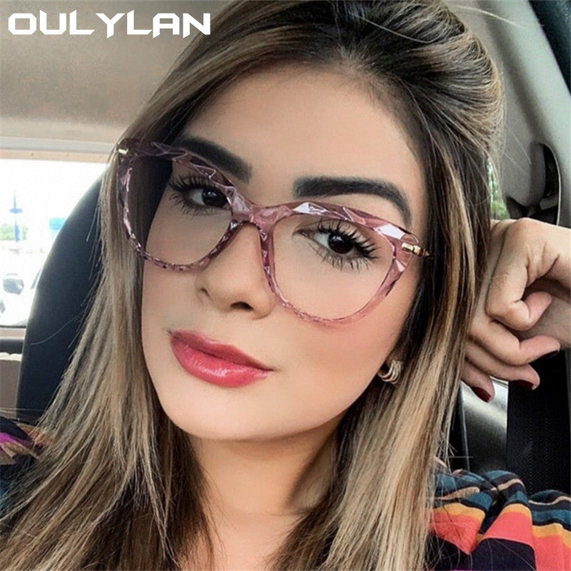 Oulylan Sexy Eyeglasses Frame Women Fashion Cat Eye Glasses Frames Transparent  Myopia Frame Female Optical Spectacles