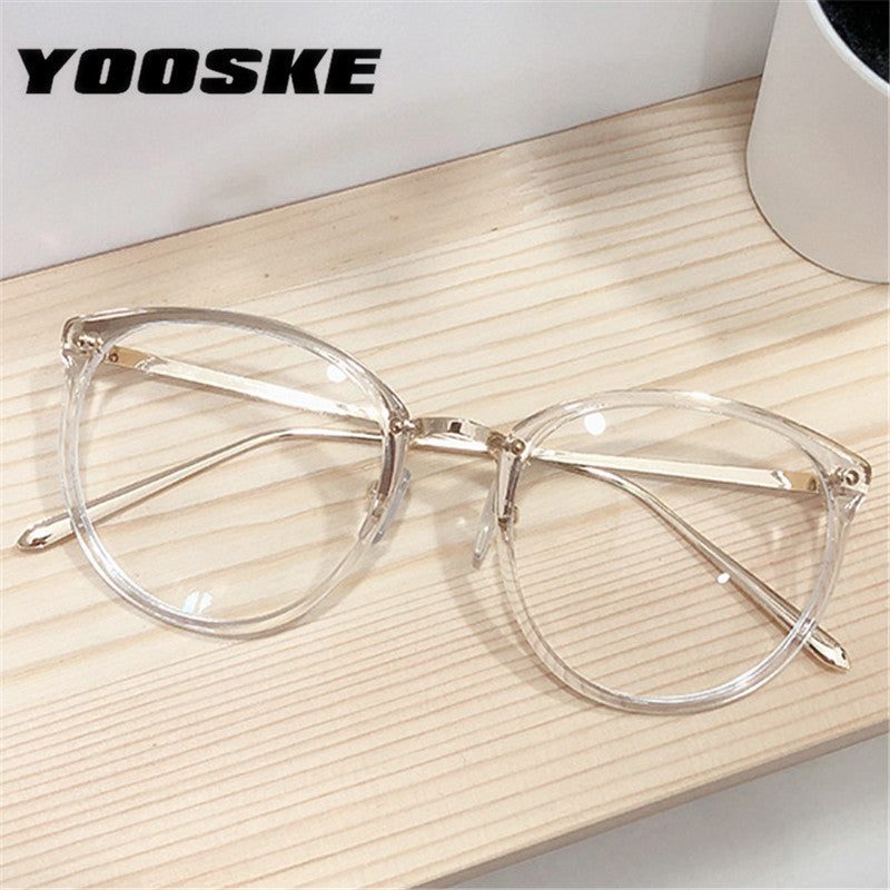 YOOSKE Oversized Round Clear Glasses Frame Men Women's Eyeglass Frame Transparent Optical Cat Eye Spectacle Glasses Frames